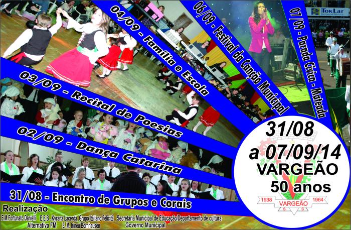 You are currently viewing Vargeão realiza 5ª Semana da Cultura de 31 de agosto a 7 de setembro