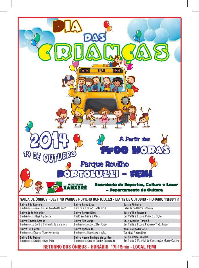 You are currently viewing Dia das Crianças será comemorado dia 19 em Xanxerê
