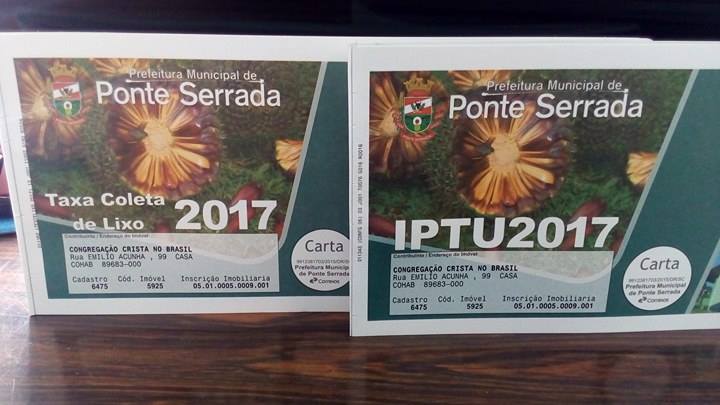 You are currently viewing Carnês do IPTU e coleta de lixo de Ponte Serrada serão entregues pelos Correios