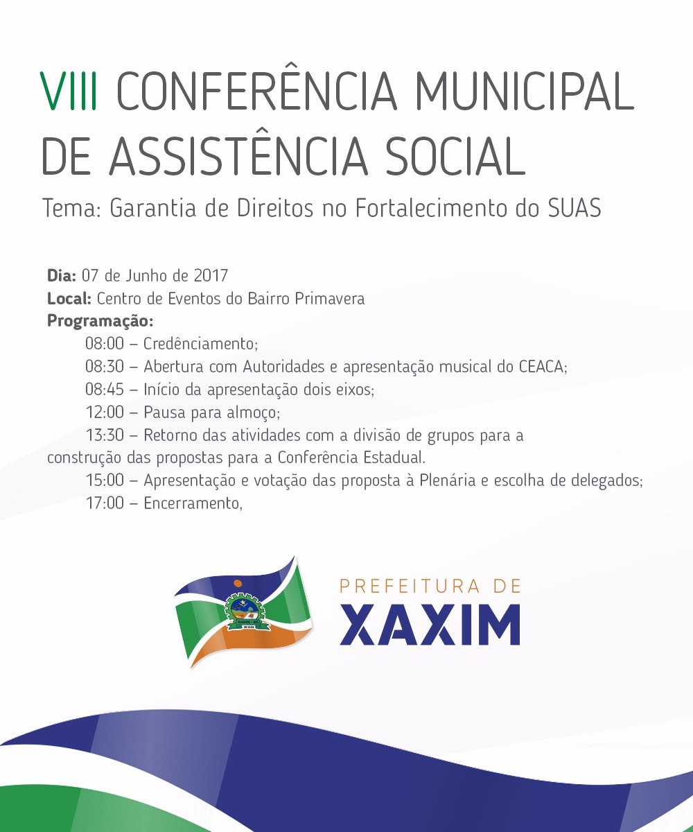 You are currently viewing Município de Xaxim organiza a VIII Conferência Municipal de Assistência Social