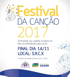Read more about the article Governo de Xaxim realiza final do Festival da Canção nesta próxima terça-feira