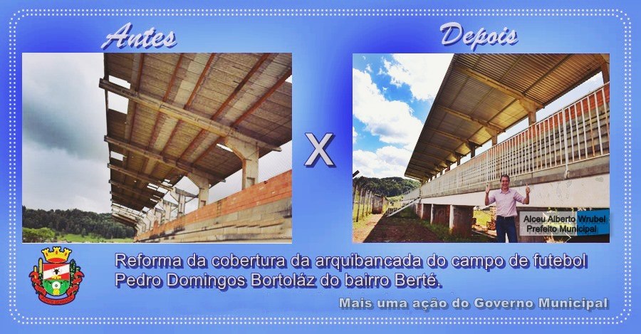 You are currently viewing Administração Municipal de Ponte Serrada conclui reforma da cobertura da arquibancada do campo de futebol Pedro Domingos Bortoláz