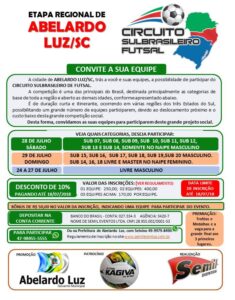 Read more about the article Abelardo Luz sedia em julho etapa regional do Circuito Sul Brasileiro de Futsal 2018