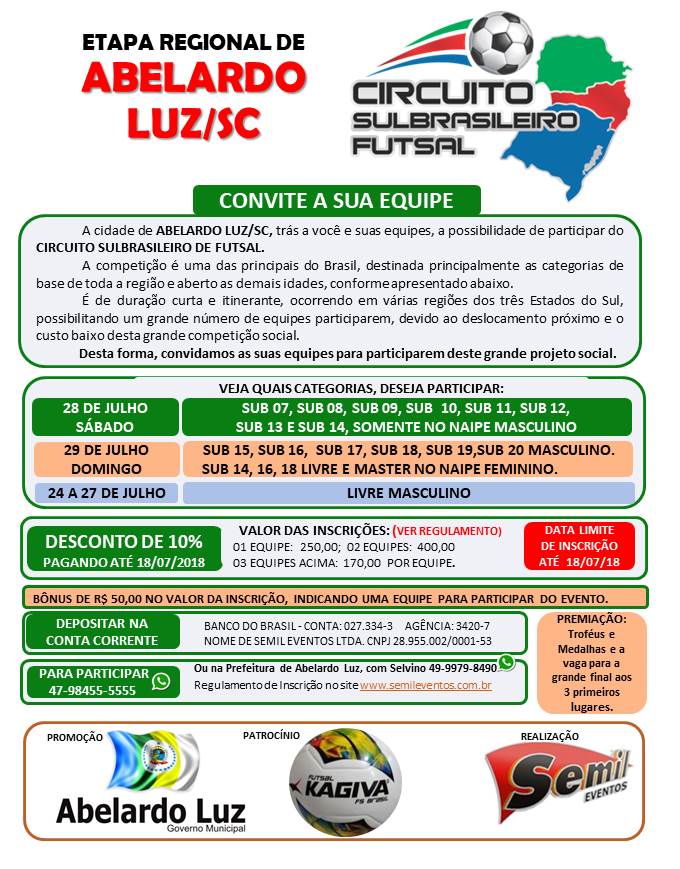 You are currently viewing Abelardo Luz sedia em julho etapa regional do Circuito Sul Brasileiro de Futsal 2018