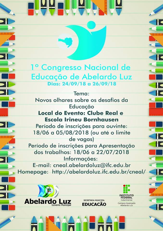 Read more about the article ABERTAS INSCRIÇÕES ONLINE para o 1º Congresso Nacional de Educação de Abelardo Luz