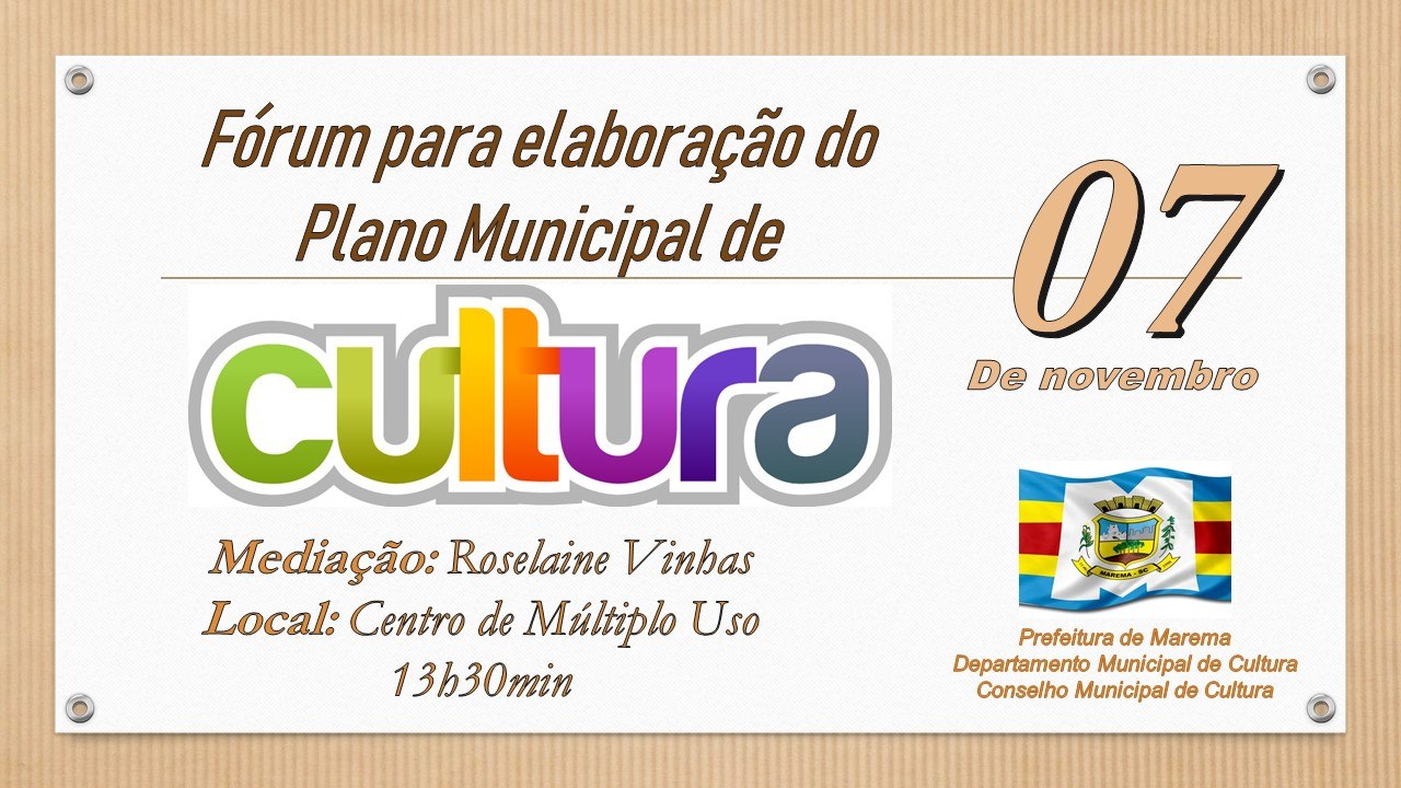 You are currently viewing Marema realiza Fórum Municipal de Cultura nesta quarta-feira