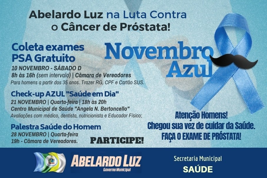You are currently viewing Saúde realizará 500 exames gratuitos de próstata na Campanha Novembro Azul