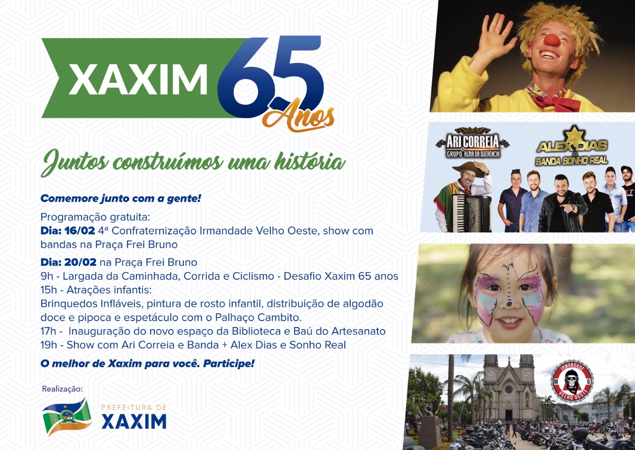 You are currently viewing 65 anos: Xaxim divulga programação de aniversário
