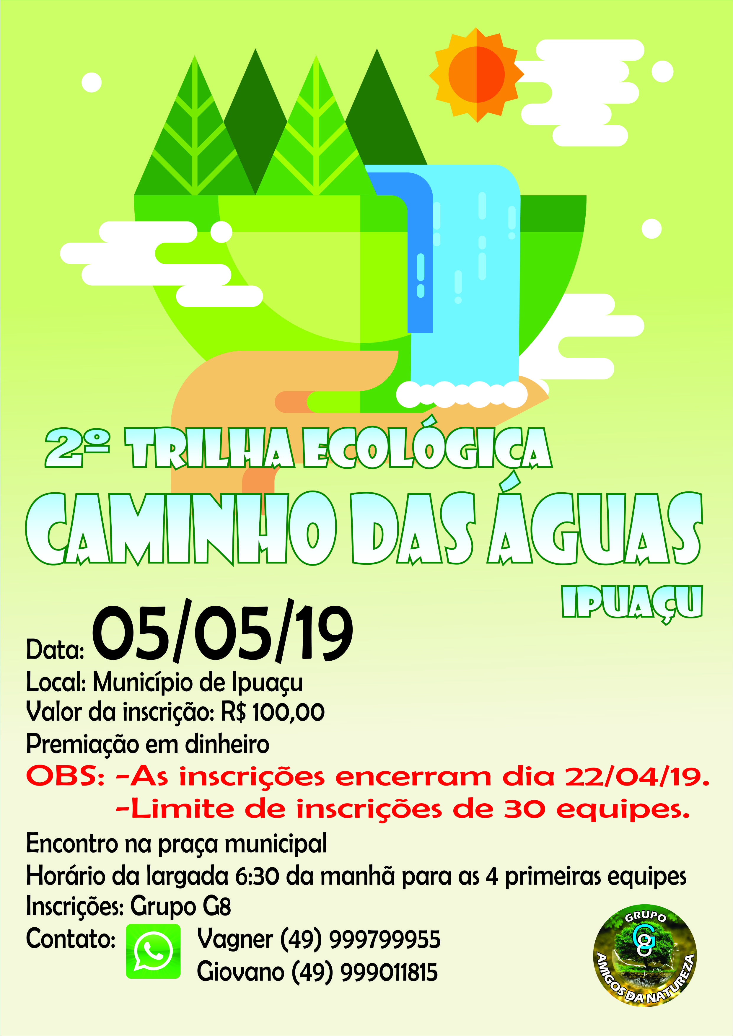 Read more about the article Abertas as inscrições para 2º Trilha Ecológica Caminhos Das Águas, de Ipuaçu