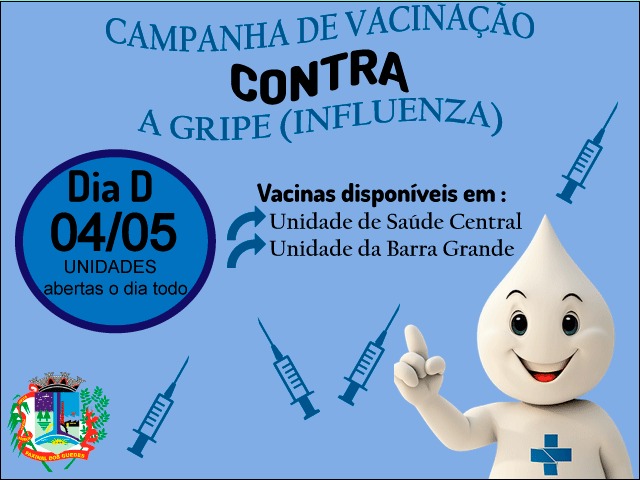 You are currently viewing Dia “D” da 21ª Campanha Nacional de Vacinação acontece neste sábado em Faxinal dos Guedes