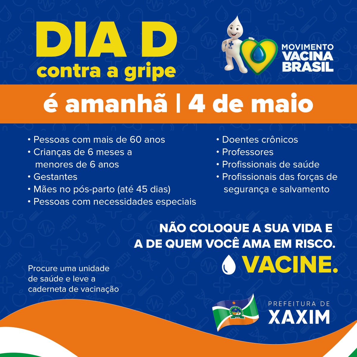 Read more about the article Dia “D” de vacinação contra a gripe será neste sábado em Xaxim