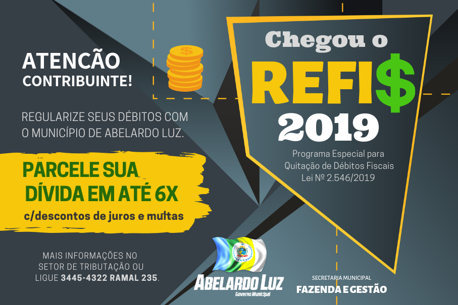You are currently viewing Prefeitura lança REFIS 2019 com parcelamento de débitos em até 6 vezes com descontos de juros e multas